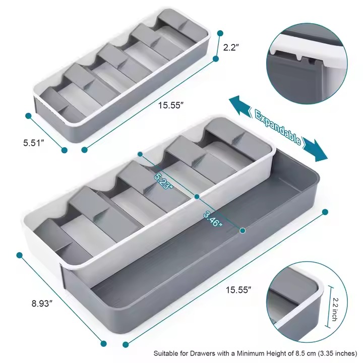 Kitchen Cutlery Storage Tray Spoon Fork Holder Tableware Organizer Storage Box Cutlery Divider Container Kitchen Drawer Storage