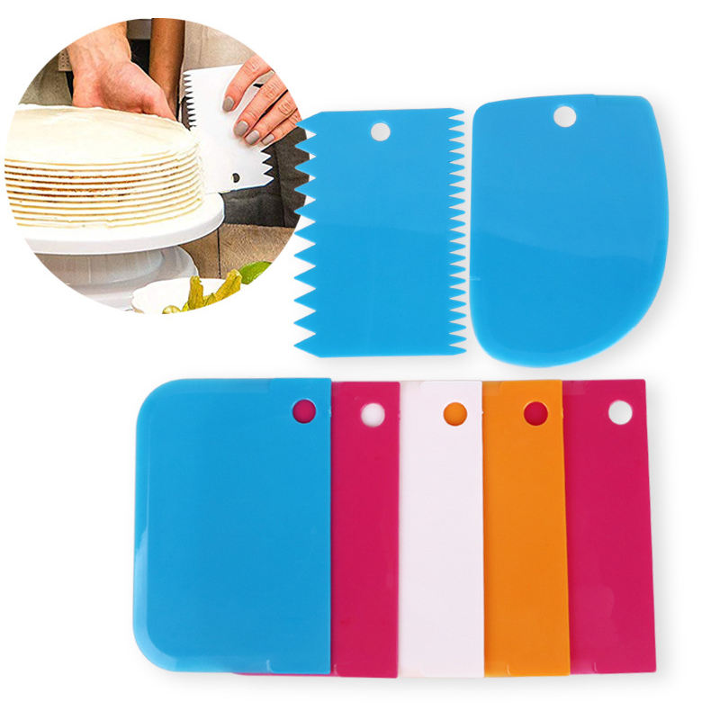 3Pc/Set Soft DoughTrapezoidal Scraper Cutting Knife Sausage Scraper Cream Cake Plastic Household Baking Tools Cutting Knife