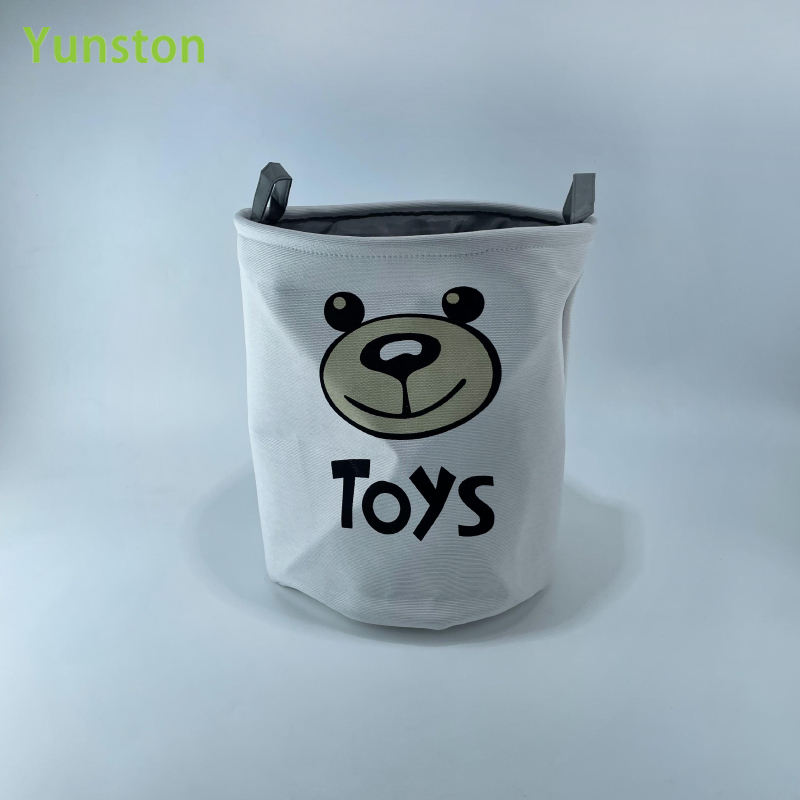 Custom Logo Cylinder Cozy Dirty Clothes Bag Storage Basket With Handle Upright Foldable Storage Bag Laundry Basket