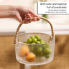 Hot Products Luxury Home Rattan Handheld Fruit Basket Party Kitchen Glasses American Transparent Round