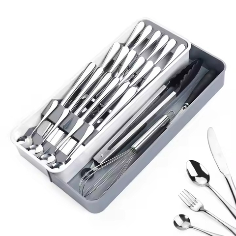 Kitchen Cutlery Storage Tray Spoon Fork Holder Tableware Organizer Storage Box Cutlery Divider Container Kitchen Drawer Storage