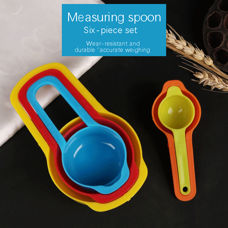 2023 6-Piece Rainbow Color Combination Eco Friendly Measuring Cup Plastic Measuring Cup Baking Tool Set