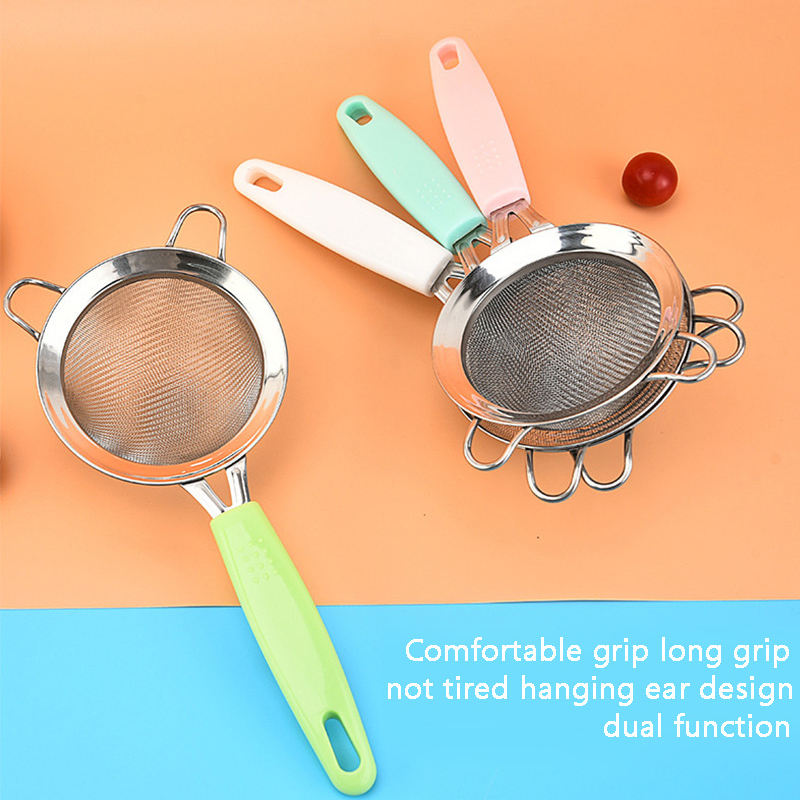 Stainless Steel PP Handle Strainer Spoon Flour Mesh Sieve To Remove Grease And Drain Kitchen Baking Tools