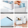 Hot Sale Bathroom Countertop Plastic Adjustable Divider Toothbrush and Toothpaste Holder with Drainage System