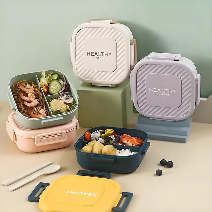 Wholesale Hot Product Food Grade Plastic 1300ml 3 Compartment Rectangular Lunch Box for Kids And Adults