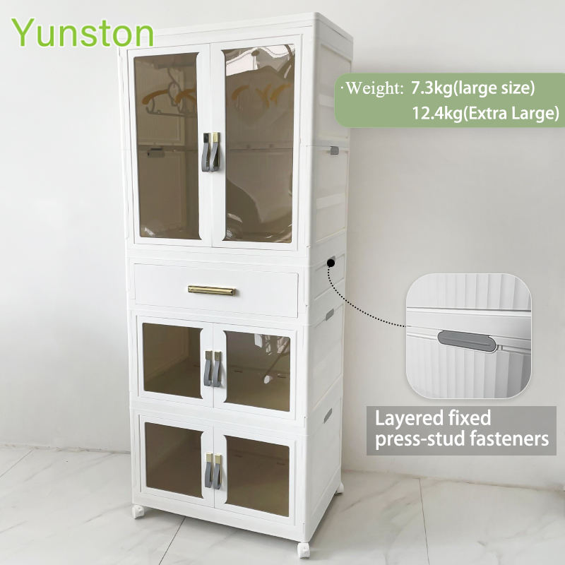 2024 Hot Selling Multifunctional Portable Foldable Conveniently Assembled White Plastic Wardrobe For Bedroom