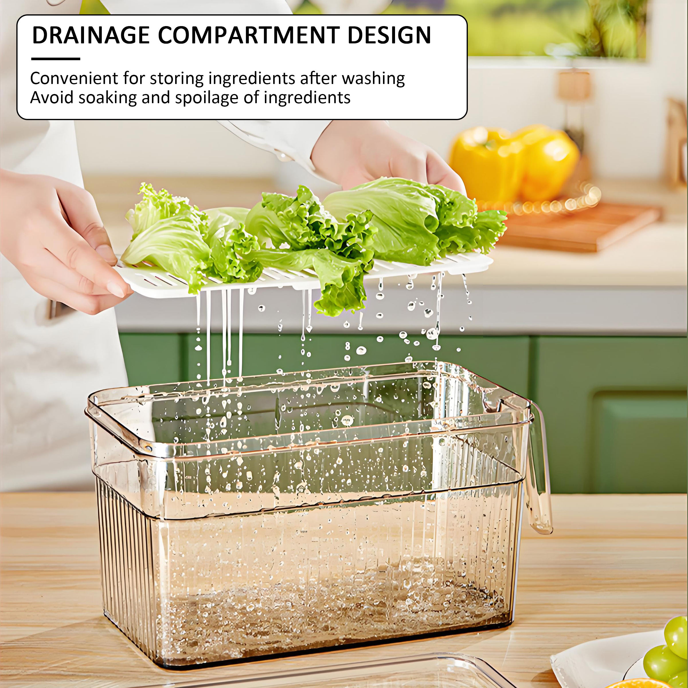 Hot Selling Plastic Refrigerator Storage Box Kitchen Food Fresh Storage Bin Fridge Storage Container With Handle Lid