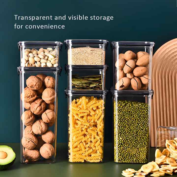 Hot Products Plastic Sealed Jars with Lids Airtight Transparent Food Storage Boxes Kitchen Storage