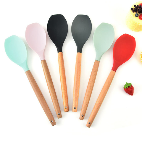 Silicone Wooden Handle Spatula Cream Spatula Butter