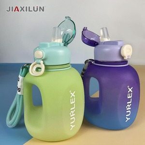 1L Progressive Color Drinking Cups Outdoor Travel Sports Kettles with Straws Students One Liter Ton Ton Bucket Water Bottles