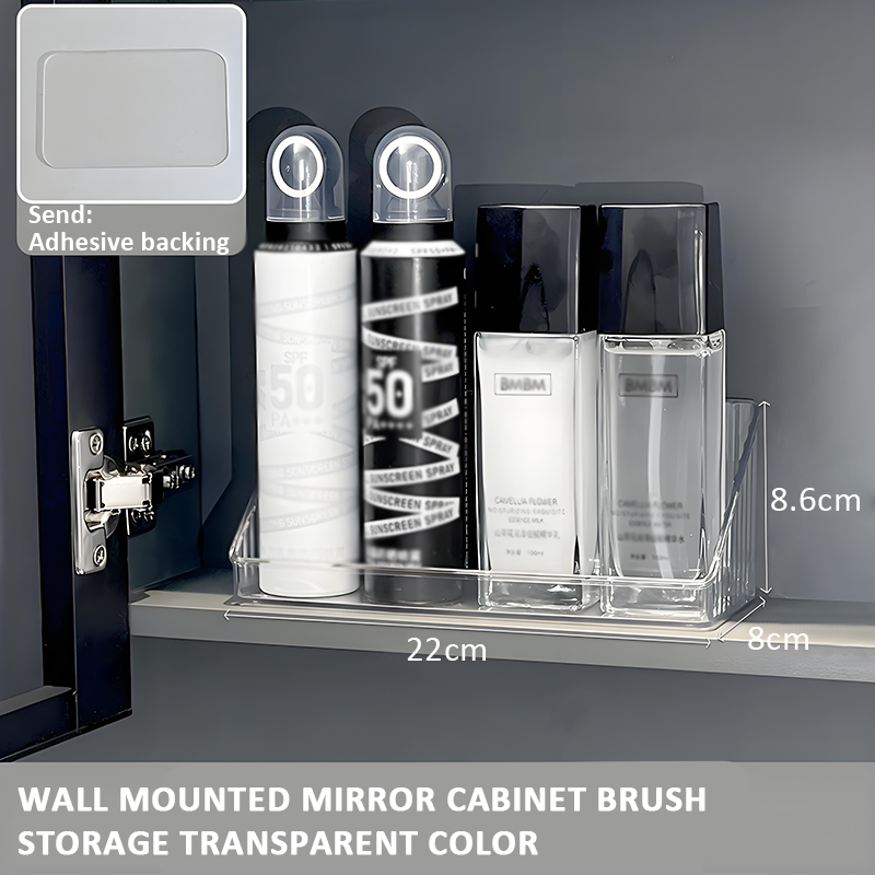 Promotional Products Wall Mounted Vertical Transparent Storage Plastic Box Mirror Cabinet Organiser Bathroom Cabinet