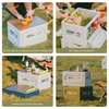 Camping Table Multifunctional Plastic Outdoor Storage Boxes Foldable Camping Bins With Wooden Lid