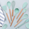 11pcs Kitchen Food Grade Silicone Non-stick Wooden Handle Silicone Kitchenware Set Cooking Tools