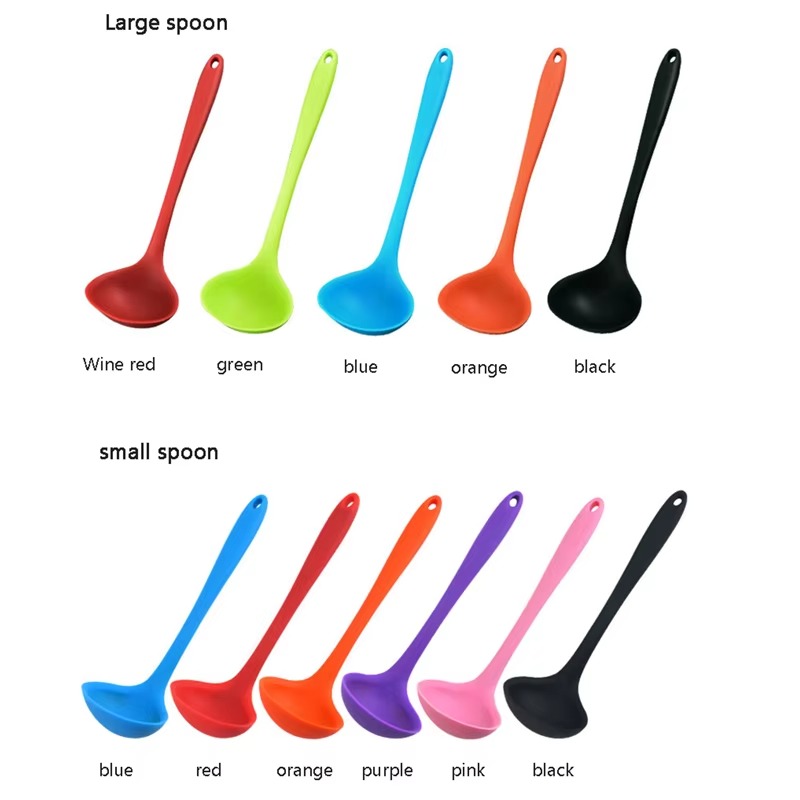 Integrated Food Grade Silicone Soup Spoon Non-stick Pan Heat Resistant Catering Utensils Kitchen Tools Spoon