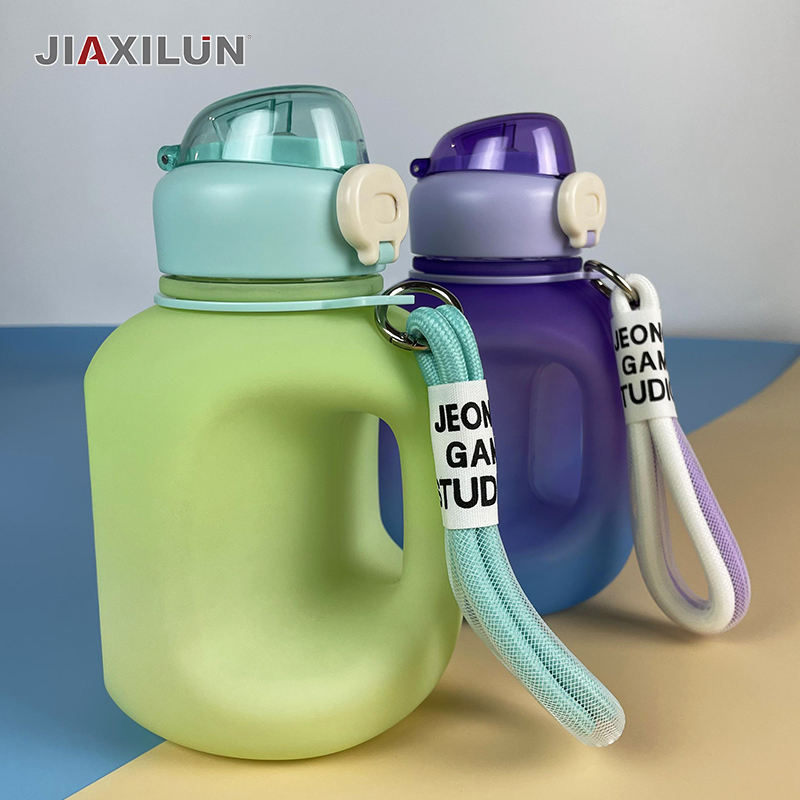 1L Progressive Color Drinking Cups Outdoor Travel Sports Kettles with Straws Students One Liter Ton Ton Bucket Water Bottles