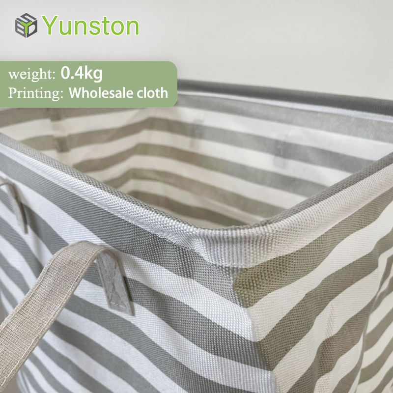 Striped Pattern Thick Durable Storage Basket Clothes Storage Bag Collapsible Baby Dirty Clothes Box with Handle