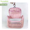 Hot Sale Convenient Portable Frosted Transparent Pink Women's Zip Travel Cosmetic Bag with Carrying Handle