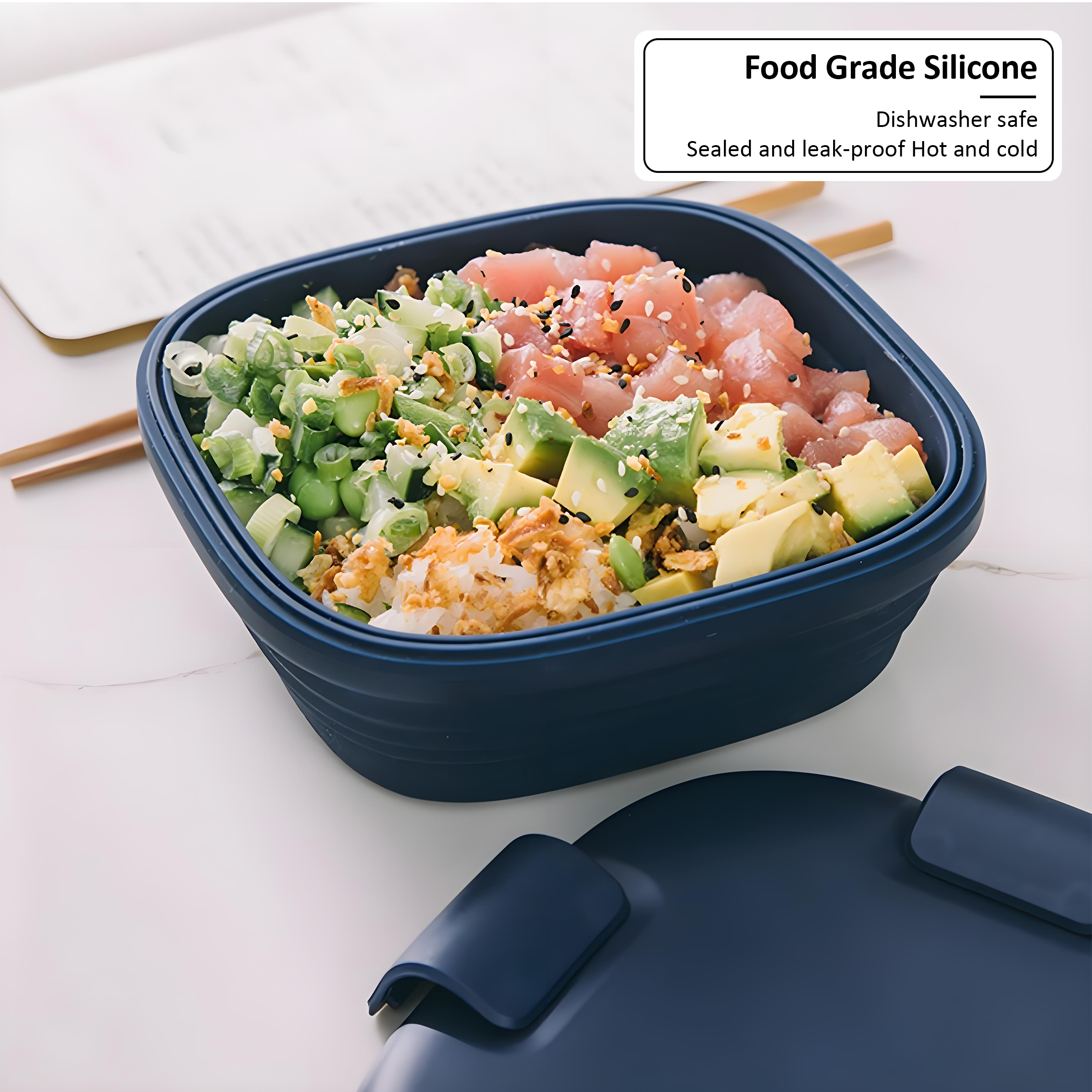 Hot Sale Square Food Grade Silicone Can Be High Temperature Can Keep Fresh Folding Fresh Box Lunch Box