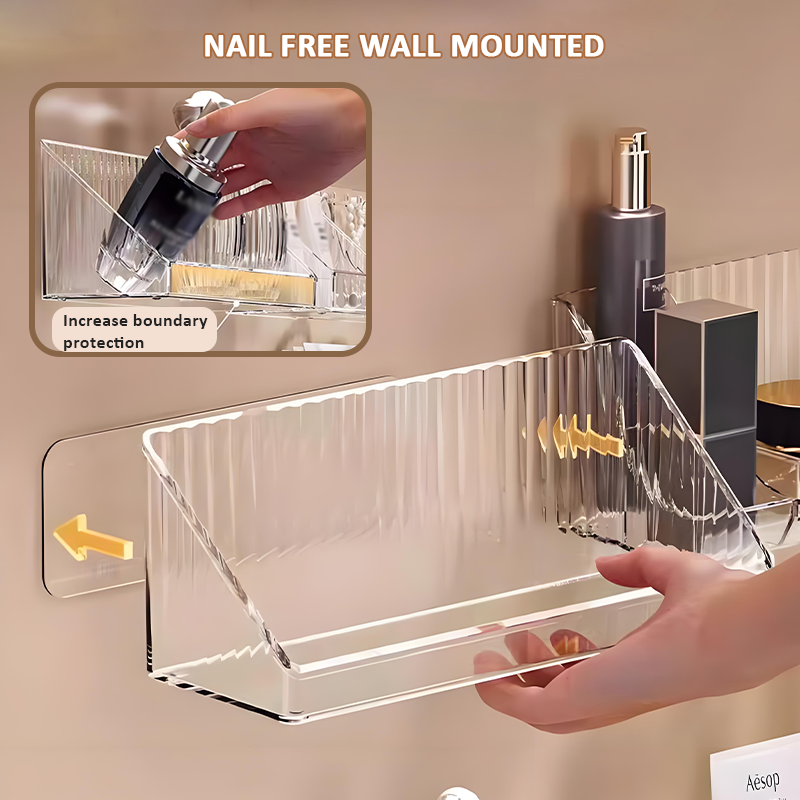 Promotional Products Wall Mounted Vertical Transparent Storage Plastic Box Mirror Cabinet Organiser Bathroom Cabinet