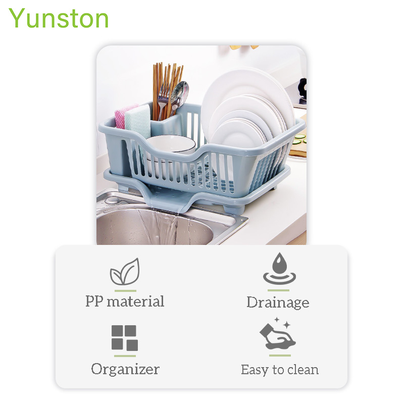 Hot Environmental PP Plastic Single-layer Household with Tray Tableware Chopsticks Drying Rack Dishes Draining Rack