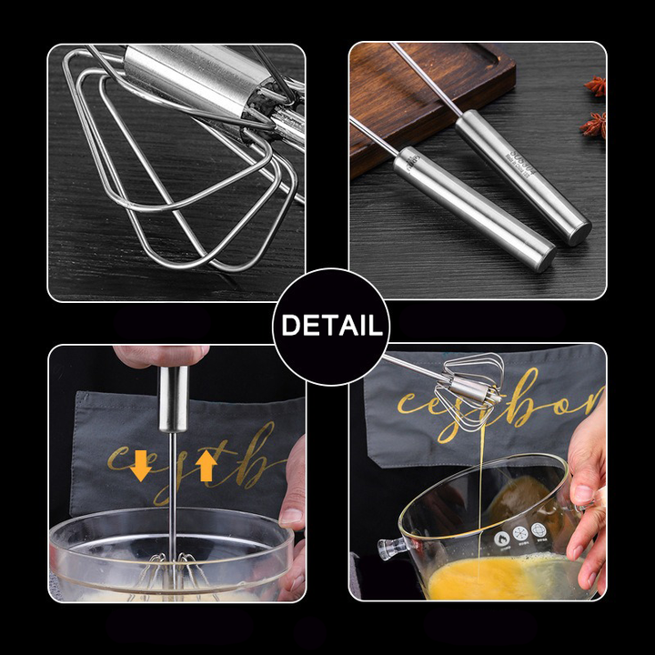 Stainless Steel Rotating Egg Whisk Hand Pressure Kitchen Accessories Tools Egg Cream Egg Beater