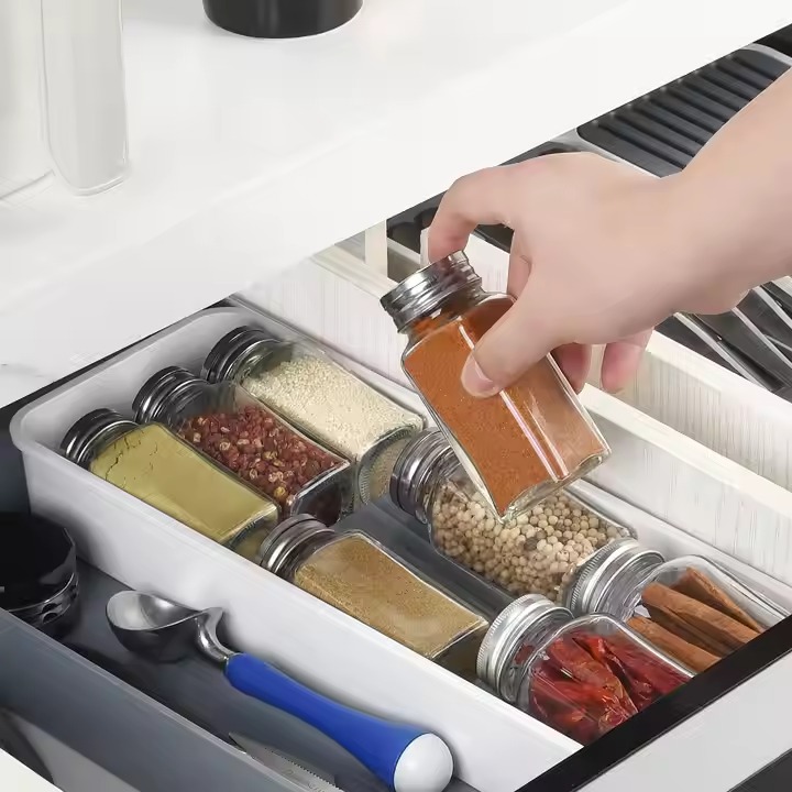 Kitchen Expandable Spice Drawer Organizer Tray Spice