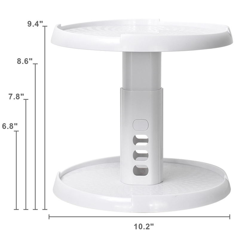 Double Layer Turntable with Adjustable Height Kitchen Seasoning Bottle, Cosmetics And Stationery Storage Rack