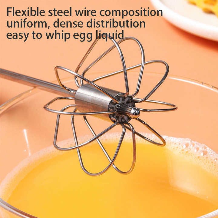 Stainless Steel Rotating Egg Whisk Hand Pressure Kitchen Accessories Tools Egg Cream Egg Beater