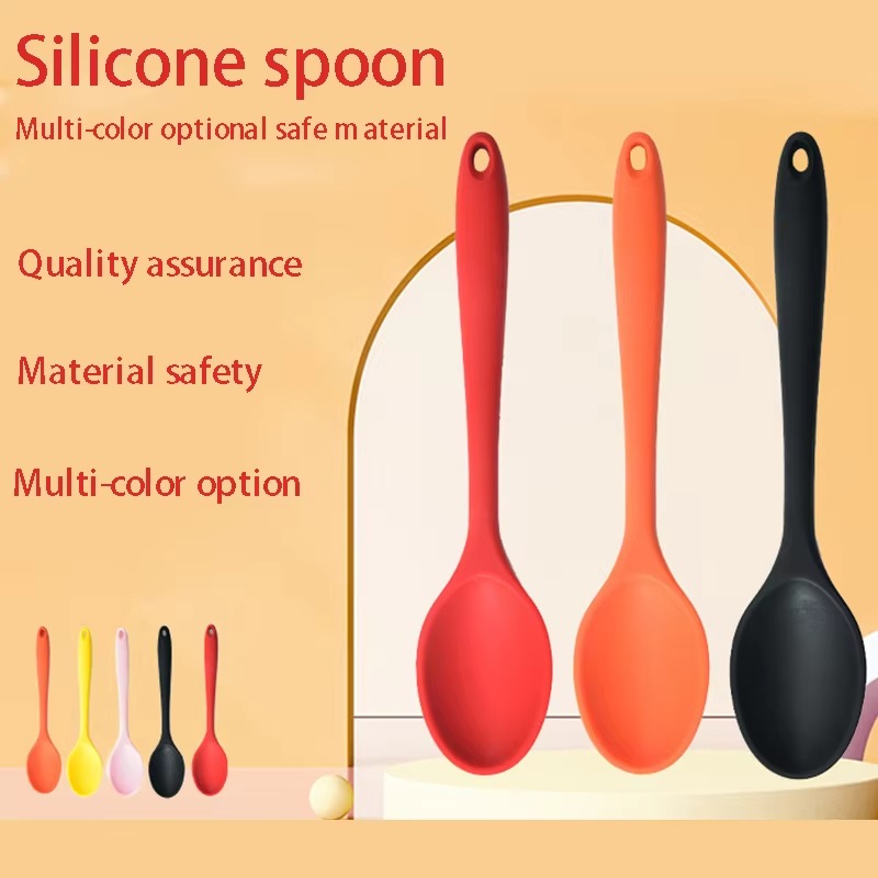 Non-stick Heat-resistant All-wrap Silicone Salad Mixing Spoon Kitchen Soup Serving Spoon Spoon Kitchen Baking Tool