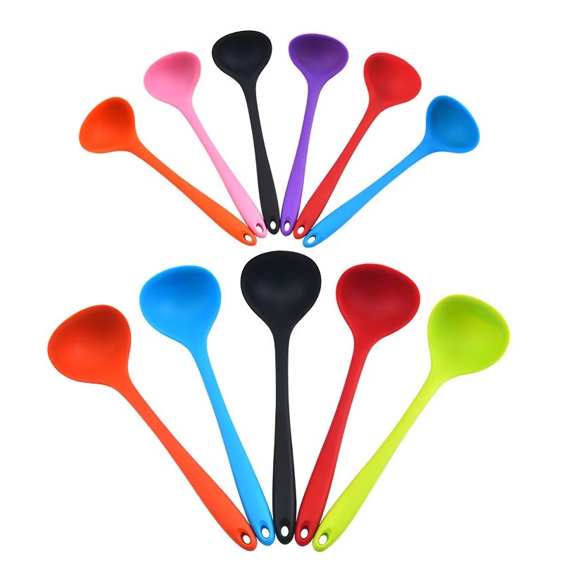 Integrated Food Grade Silicone Soup Spoon Non-stick Pan Heat Resistant Catering Utensils Kitchen Tools Spoon