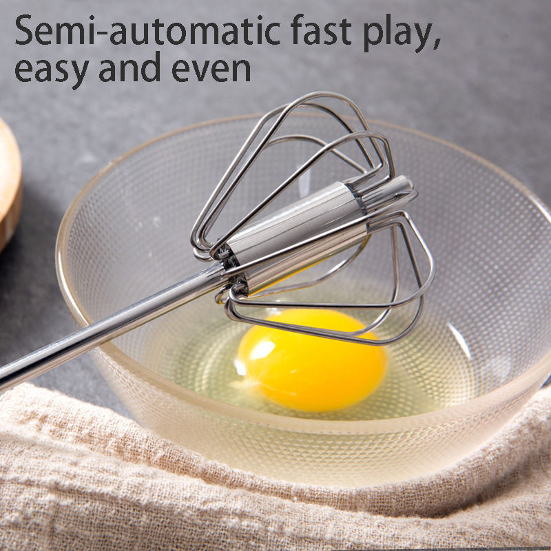Stainless Steel Rotating Egg Whisk Hand Pressure Kitchen Accessories Tools Egg Cream Egg Beater