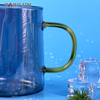 315ml T-Shaped Glass Tea & Coffee Cup Set of 3 Yellow Handle Transparent Set of 3 Pieces