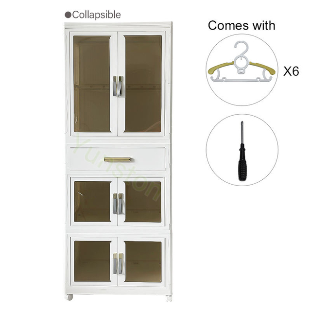 2024 Hot Selling Multifunctional Portable Foldable Conveniently Assembled White Plastic Wardrobe For Bedroom