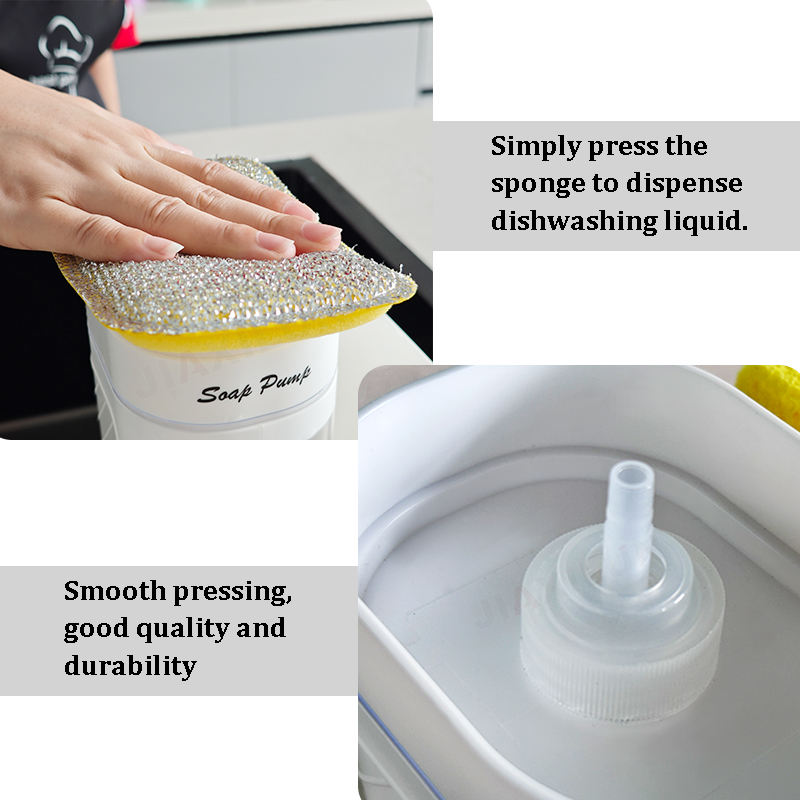 New Kitchen Product Hand Soap Dispenser with Sponge Holder Manual Liquid Dish Soap Dispenser Made from Plastic