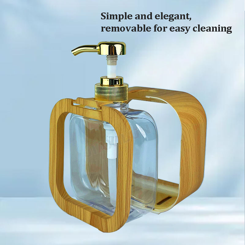 Hot Selling Plastic PET 500ml Square Wood Grain Transparent Soap Dispenser Foam Soap Dispenser for Bathroom, Kitchen