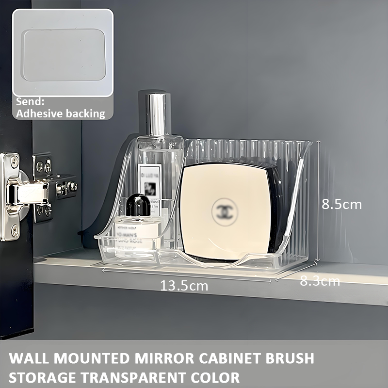 Wholesale No-Punch Wall Mounted Plastic Clear Compartmentalised Cosmetic Organiser Makeup Organiser Cosmetic Organiser