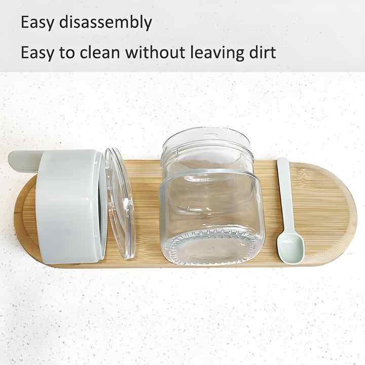 Hot Selling Plastic Glass Removable Spice Container Sugar Salt Pepper Seasoning Container And Spoon - Buy Seasoning Box Condiment Jar Sugar Salt Pepper Seasoning Box Product on Alibaba_com