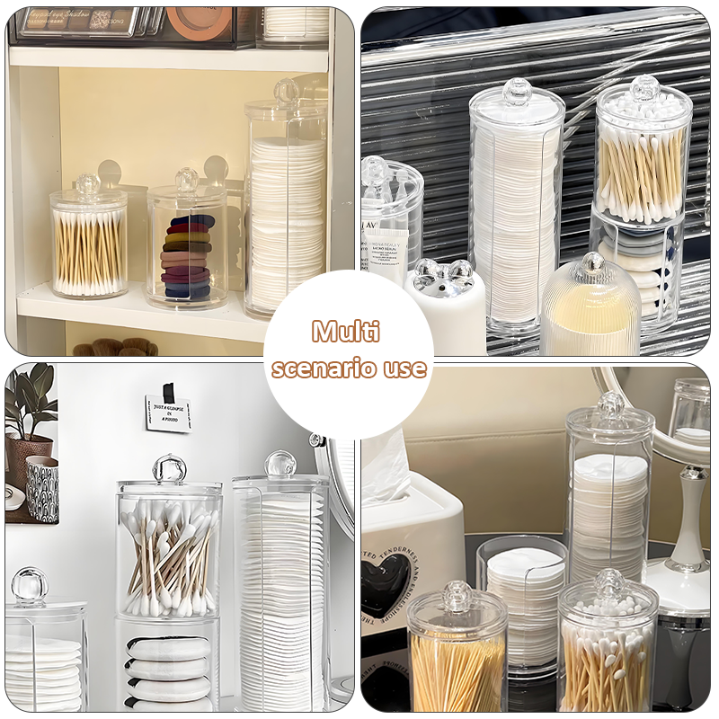 Hot Products Multifunctional Transparent Plastic Cosmetic Cotton Pads Storage Jar Makeup Organiser Cosmetic Organiser