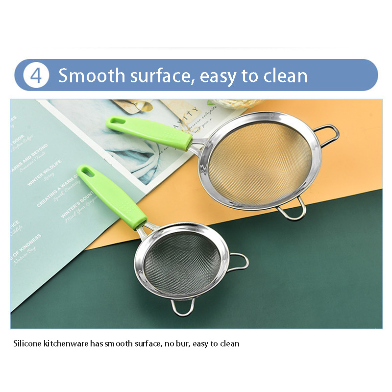 Plastic Handle Stainless Steel Oil Filter Spoon Kitchen Filter Oil Grid Spill Spoon Kitchen Utensils