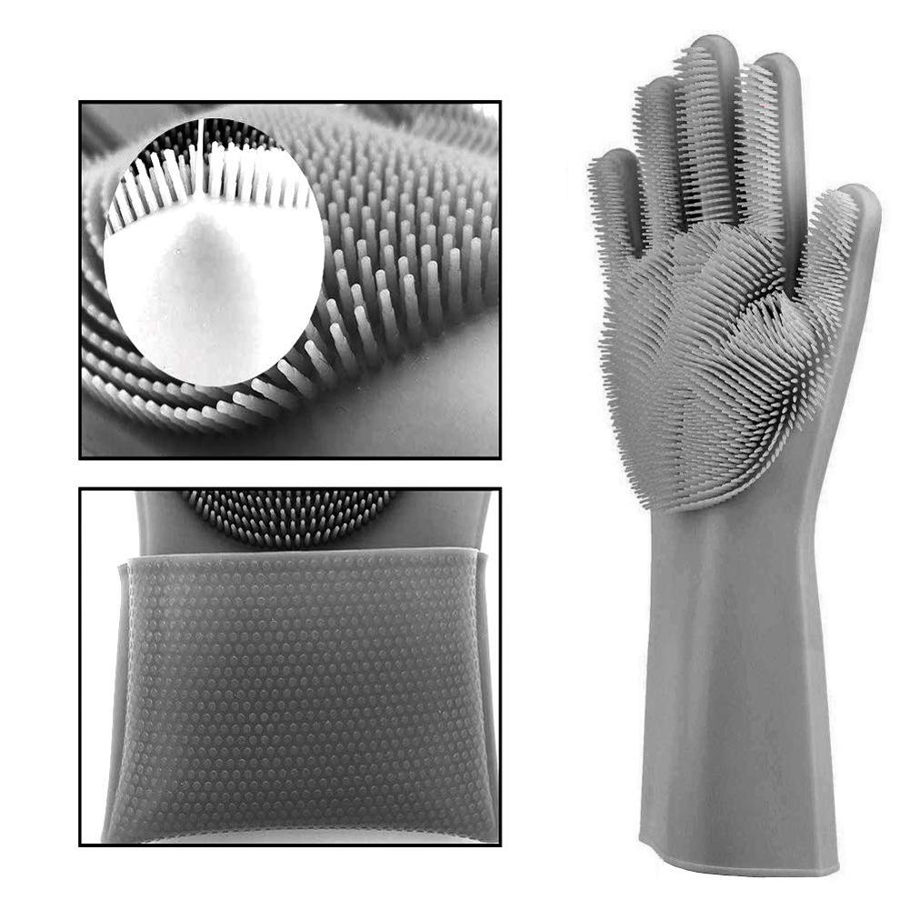 Non-slip Reusable Kitchen Food Grade Silicone Cleaning Dishwashing Brush Washing Dishwashing Gloves